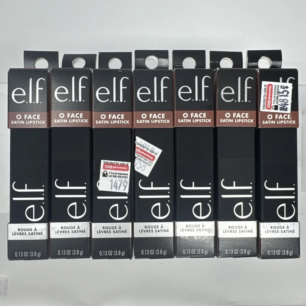 7X e.l.f.  O Face Satin Lipstick DRIVE 0.13 oz Black Case 0.13 oz Sealed New Elf